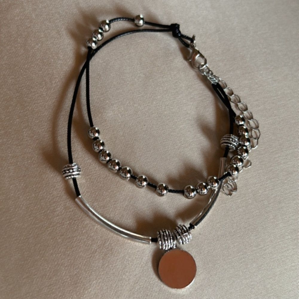 silver boho anklet A557 - Picture 2 of 3
